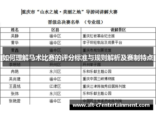 如何理解马术比赛的评分标准与规则解析及赛制特点