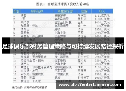 足球俱乐部财务管理策略与可持续发展路径探析
